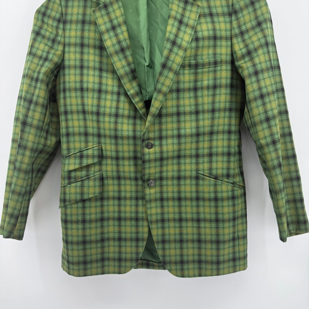 Green Plaid Sport Coat Blazer - Unbranded